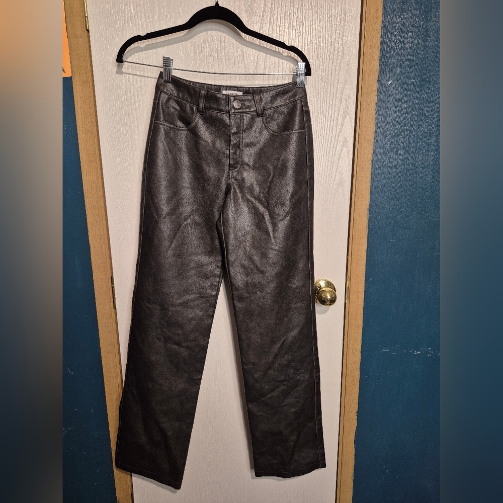 Garage Black Faux Leather Pants